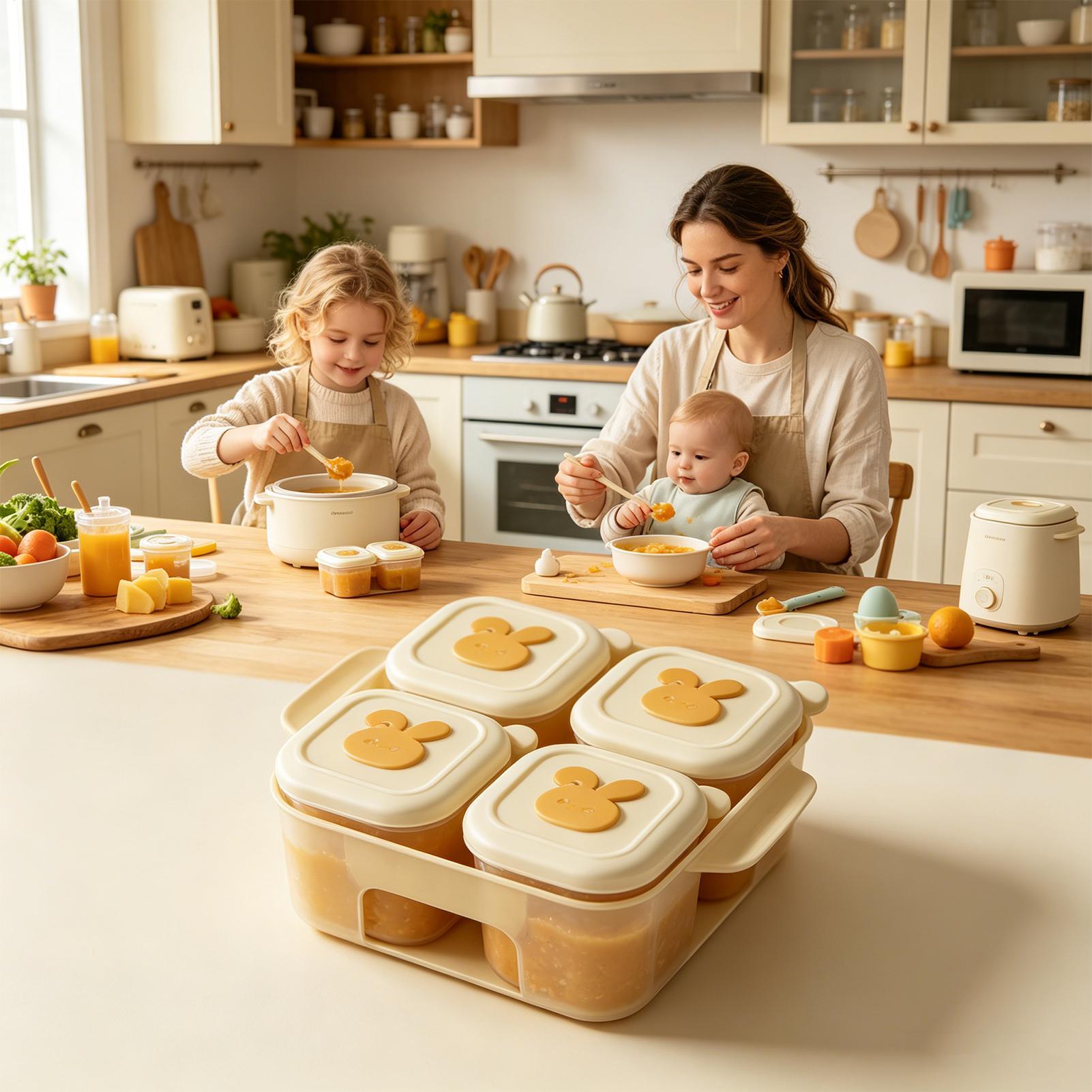 Baby Food Freezer Tray - Lebensmittel-Gefrierbehälter mit Deckel, Kinder-Broth-Behälter, Kinder-Püree-Gefrierbehälter für