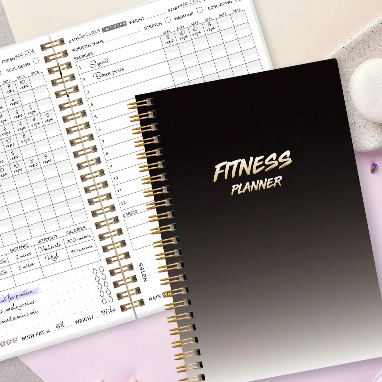 Baby Food List - Fitness-Planer Workout-Journal, A5 Spiral-Gym-Logbuch zur Übungsaufzeichnung,