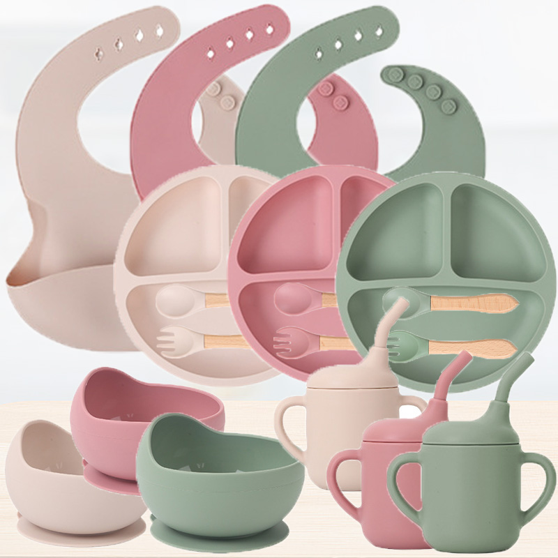 Silicone Suction Bowl - Kinder-Silikon-Geschirr-Set für Babys, ergänzendes Essen, Training,
