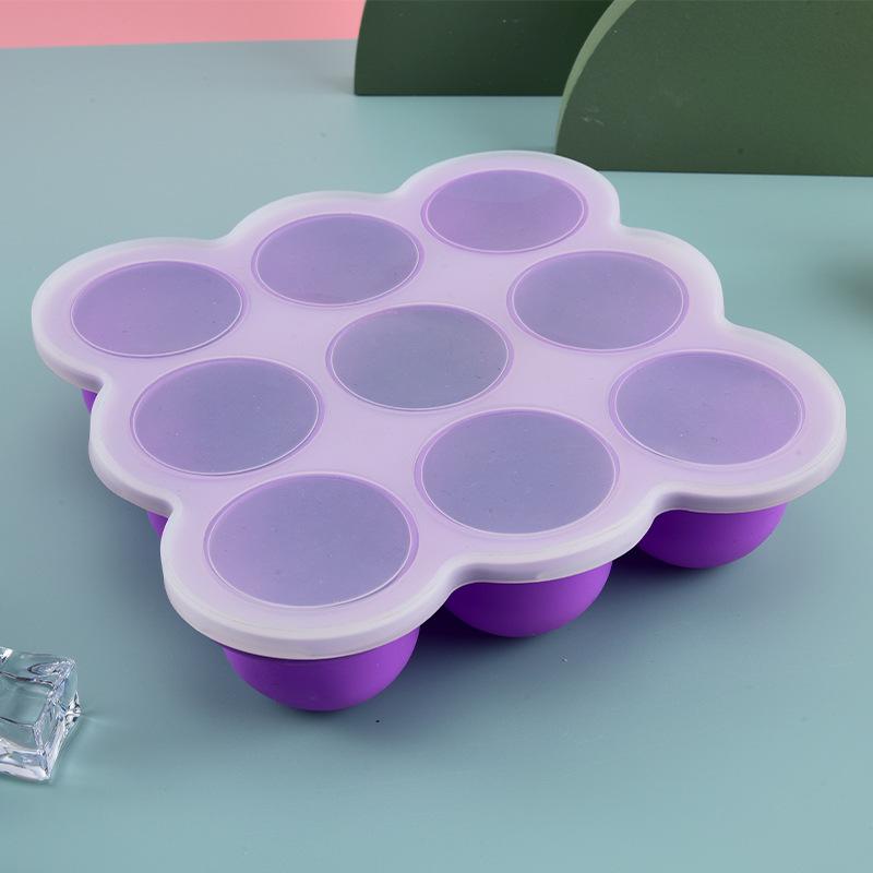 Baby Food Freezer Tray - Baby-Nahrung Silikonbehälter 9-Fächer Gefrierfach-Einsatz Auslaufsicherer Deckel
