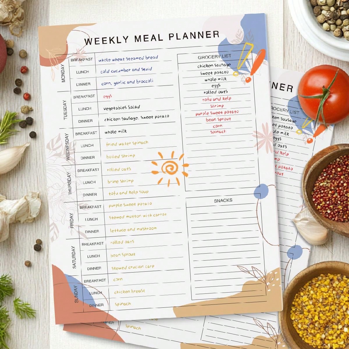 Wöchentlicher Menüplaner für d – Baby Food List Bewertung und Preis