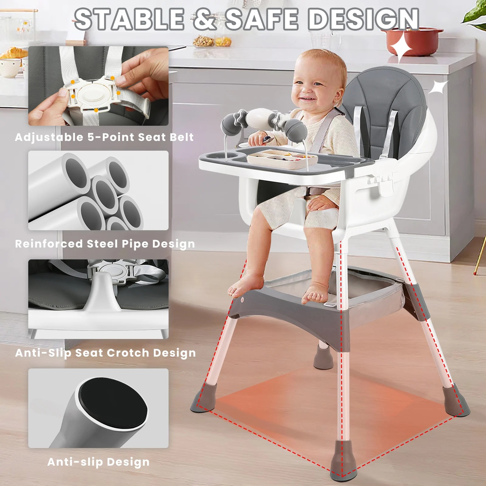 Verstellbarer Babyhochstuhl –  – Baby Food Freezer Tray Bewertung und Preis